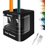 ARPDJK Electric Pencil Sharpener USB and Battery Mains Operated for Kids Adults Heavy Duty Double Hole Automatic Electronic Pencil Sharpener with Container for Colored Pencil