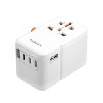 Universal Travel Adapter 85W GaN, TESSAN International Travel Adapter with 5 USB(3 USB C) Charging Ports, Power Adapter Worldwide for US to European EU UK Ireland AUS USA Germany (Type C/G/A/I)