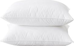 Luxury Goose Down Pillow 2 pack - 100% smooth cotton cover, pillows 2 pack hotel quality-Hypoallergenic, pillows for neck & shoulder pain - Medium & Soft Firmness,UK Standard pillows (48cm x 74cm)