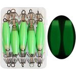 Noctilucent Squid Jig Cuttlefish Sleeve Jig Fishing Lure Bait Head Hooks Squid Hook Umbrella Sea Fishing Fluorescent Squid Octopus Cuttlefish Jig Fishing Lure Set (10pcs/box)