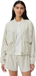 Amazon Essentials Women's Active Peformance Stretch Woven Relaxed Fit Workout Windbreaker Jacket, Light Beige, X-Large