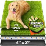 Hompet Dog Toilet, 104 x 69cm, 2 Pcs of Artificial Grass Mats for Dogs, Reusable Washable Puppy Pads, Super Absorbent Waterproof Dog Pee Pads with Fake Grass and Tray, for Balcony, Outdoor, Indoor Use