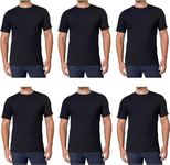 Kirkland Signature Men’s Crew 100% Cotton Tagless Neck Tee, 6-Pack (Black, Medium)