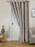 Emma Barclay Midnight - Embossed Velvet Woven Thermal Eyelet Door Curtain (Stone, Width 66" x 84"Drop (168x213cm))