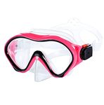 Kids Swim Mask Swimming Goggles with Nose Cover Snorkel Scuba Diving Snorkeling, Anti-Fog Lens Leakproof Silicone Skirt Panoramic View Face Dive Masks (Black Pink)