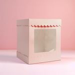 10" x 10" x 12" Tall Scalloped Cake Box - Pastel Pink | Durable Cake Box for Tall Cakes | Elegant Presentation | Perfect for Weddings Birthdays and Special Events | Versatile Packaging for Baked Goods