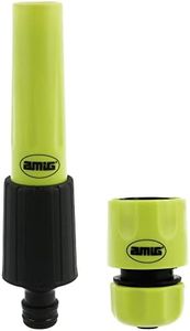 Amig - Kit de Riego | 2 Componentes | 1 Lanza de Riego con Caudal Regulable y 1 Empalme Rápido de 1/2" con Función Stop | Ideal para Jardinería | Plástico ABS | Verde Pistacho y Negro