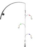 Senyu Fishing Hook Snelled Stainless Steel Wire Leader Fishing Rigs Hooks (3 Hooks Rig(with sinkers), 10#)