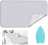 JOYSOG Ironing Mat for Table Top with Iron Rest Pad,Portable Travel Ironing Blanket,Foldable Thickened Heat Resistant Ironing Pad Cover for Dryer Countertop