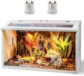Prolee Bearded Dragon Tank, Reptile Enclosure, Snake Tank, Reptile Terrarium, Built-in Light Fixtures with Switch, 2024 Newest Upgrade (23 Gallon, 24" Long, Thick Wood Roof)