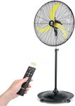 FUGOO 30'' Oscillating Pedestal Fan With Remote Control,BLDC Motor, Large Air Flow range From 3200CFM to 8800CFM, 4-Speed Heavy Duty Industrial Fans for Factory, Commercial, Garage, Warehouse,Shop