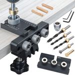 GoldEpic Self Centering Doweling Jig Kit for Woodworking 3 in 1 Dowel Jig Kit for Straight Holes 8/10/15mm Adjustable Width Woodworking Joints Tool Drill Guides Locator 3 Size (5/16", 3/8", 19/32")