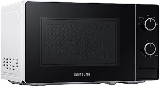 Samsung Solo-Mikrowelle, 700 W, Epoxy-Garraum mit 20 l Volumen, 5 Leistungsstufen, Defrost, Weiß/Schwarz, MS20A3010AH/EG