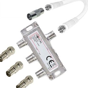 TronicXL 3-Way IEC Splitter Antenna Distributor TV Cable Cable TV e.g. Compatible with Unitymedia Splitter Vodafone Netcologne Netaachen Netassel Telecolumbus Primacom Ewe Unicable DVBT DVB-T2 DVBC