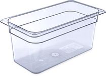 Carlisle FoodService Products Storplus Food Storage Container Food Pan, Chafing Pan with Spoonable Corners for Catering, Buffets, Restaurants, 1/3 Size 6 Inches Deep, Clear