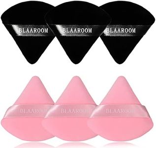 BLAAROOM 6 Pieces Powder Puff Face Makeup Velour Soft Triangle Powder Puffs - for Loose Powder Mineral Powder Body Powder Wet Dry Cosmetic Foundation Sponge Makeup Tool - Black & Pink