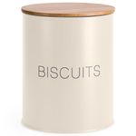 EHC Biscuit Tin Air tight Jar, Cookie Jar Container, Biscuit Barrel, Round Biscuit Box Storage, Cream