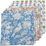 CPC Cloth Napkins Set of 6 Cotton Printed Dinner Block Print Napkins I Wedding Cocktail Cloth Floral Napkins I 18x18 in I Mix Color