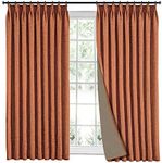 LIYAXUN Traverse Rod Curtains Pinch Pleat, Amber Linen Curtains for Small Window, 85% Blackout, Thermal Insulated Custom Curtain (Lined, 40" W x 54" L, 1 Panel, Amber)