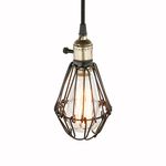 PathsOn Industrial Retro Metal Bird Cage Loft Bar Hanging Ceiling Pendant Light Fitting Fixture (1 Pendant Light, Black)