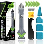 Silicone Caulking Tool Kit 5 in 1, Caulk Remover and Silicone Sealant Smoothing Finishing Tool with Grout Scraper & Adhesive Residue Remover, Ideal for Bathroom, Kitchen, Window, Door Seam Repair