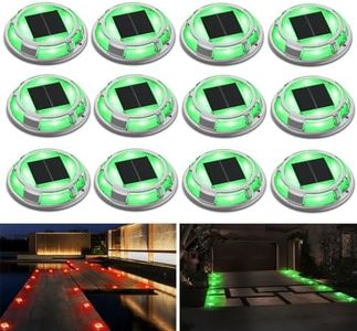 FabStyl Solar Driveway Lights Dock Lights Waterproof 12 Pack, 2 Colors in 1 Outdoor LED Solar Deck Lights, Solar Powered Walk Way Lights Road Marker for Warning Stair Pathway Patio(Green & Red)