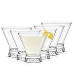 JoyJolt Martini Glasses Set of 6 - Cocktail Glasses - 8oz Stemless Martini Glasses - Margarita Glasses - Liquor Drinking Glasses - Bar glass - Glass Dessert Cups - Martini Glass Cups