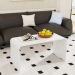 40" White Acrylic Coffee Tables for Living Room, Modern Waterfall Rectangle Coffee Table, Standard Table Size (40"x18"x16") Need Assembly Fit for 2-3 Seat Sofa