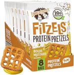 Lenny & Larry's Boujie Mustard FITZELS- Savory Pretzel Snacks Incredibly Tasty, High Protein, Salty, Vegan, Kosher 18 g's of Plant Based Protein 8 (eight) Bags, 3 oz Each