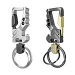 Lahviuu Key Chain,2 pcs Metal Key Ring Prime Keychain Keyring Clip Key Rings Hoop Bottle Opener Keyring Holder,Heavy Duty Car Keychains for Men and Women(Gun Black/Silver)