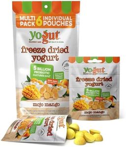 YoGut Freeze Dried Yogurt Snack, Mango, 6 Pack, Healthy Snacks for Kids, Toddlers & Adults, Gluten Free, Non GMO, With 5 Billion Live Probiotics, Vitamins & Minerals, Individual Snack Packs