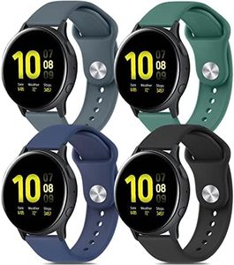 4 PACK Bands for Samsung Galaxy Watch 4 Band 40mm 44mm, Galaxy Watch 4 Classic 42mm 46mm, Galaxy Active 2 Band 40mm 44mm Women Men, 20mm Soft Silicone Sport Strap Replacement Wristbands for Galaxy Watch 4 / Active 2 (Black+NavyBlue+BlueGray+Green)