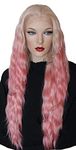 CiCiCa - “Olivia”, Lace Front Wigs, 28 Inches Long Loose Curly Wig, Ombre Blonde Roots to Pink Wig, Swiss Lace Wig, Premium Heat Resistant Synthetic Hair Replacement Wigs for Women.