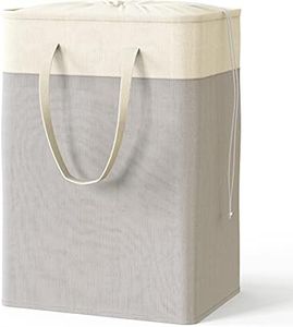 SimpleHouseware Rectangle Terylene Cotton Collapsible Laundry Hamper Basket, Grey