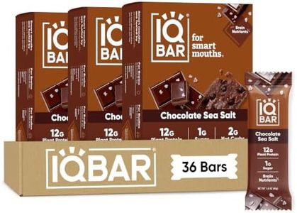 IQBAR Brain and Body Clean Plant Protein Bars - Chocolate Sea Salt - 36 Bars - Keto, Vegan, High Fiber, Gluten and Dairy Free, Low Sugar Snack with Nutrients for Focus, Energy, Meal Replacement