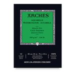 ARCHES 23 x 31 cm 300 GSM Cold Pressed Short Side Glued Pad Watercolour Paper - Natural White (Pack of 12 Sheets)