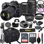 Nikon D7500 DSLR Camera with 18-140mm VR + Tamron 70-300mm + 32GB Card, Tripod, Flash, and More (21pc Bundle)