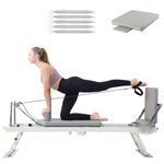 GRDSGRD Foldable Reformer Pilates Machine Compact Pilates Reformer Machine Equipment for Home Gym, Grey