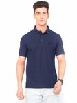 STELLERS Men's Classic Golf Polo T-Shirt | Wrinkle Free | Quick Dry | Soft | Feather Touch Feel | Regular Fit (Large, Navy Blue)