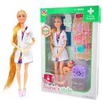 K.V. Toys Alia Doll Set Ultimate Doll Collection- Nurse Style,Creative Role Playset Alia as Veterian Nurse Including Medical Instruments, pet and Other Accessories, Suitable for 3 Years and Above