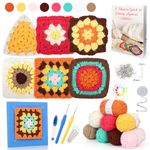 Katech Crochet Kit for Beginners, Granny Square Crochet Starter Kit for Adults Includes Crochet Blocking Mat Crochet Book, Beginner Crochet Kit for Kids Learn to Crochet Granny Squares Blanket Bags