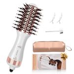 Travel Blow Dryer Brush in one, Mini Hot Air Brush, Hair Trends Nano Titanium 2 Inch One Step Hair Dryer and Styler Volumizer-Not for Europe Travel