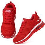 ziitop Running Shoes for Women Walking Shoes Athletic Air Cushion Tennis Shoes Ladies Non Slip Lightweight Fashion Sneakers Breathable Mesh Sport Shoes Girls Workout Casual Gym Jogging Shoes Red