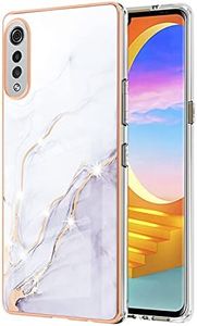 LEMAXELERS LG Velvet 5G Phone Case,LG Velvet 5G Cover,Brilliant Glitter IMD Marble Shockproof Flexible Soft Silicone TPU Bumper Cover Case for LG Velvet 5G,YBB Marble White