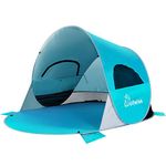 Wolfwise 3-4 Person Pop Up Beach Tent UPF 50+ Family Baby Sun Shelter Canopy Sport Umbrella Sun Shade Tent, Blue