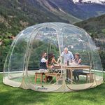 Alvantor Pop Up Bubble Clear Tent - 15’ x 15’ Instant Igloo Tent - 12-15 Person Screen House for Patios - Large Oversize Weather Proof - Cold Protection - Beige