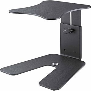 K&M Konig & Meyer 26774-000-56 Table Monitor/Speaker Stand | Solid Stable U Wide Level Base | Height Adjust | Secure Safety Pin | Non-Slip/Vibration Rubber Pads | Steel | German Made | Black