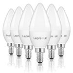 LE E12 Chandelier Light Bulbs, Ceiling Fan Light Bulbs, 5.5W (40W Equivalent), 5000K Daylight White Type B Small Base Candle Bulbs, B11 Chandelier Light Bulbs, 470 Lumens, Non-Dimmable, 6 Packs