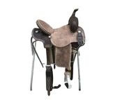 Demand Club Western Leather Horse Saddle Handmade Barrel Rough Racer Adjustable Cowboy Premium Horse Tack Tooled with Free Matching Set Saddle for Horses 15