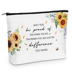 LOYIM Sunflower Gifts for Women Inspirational Makeup Bag Sunflower Small Toiletry Bag Sunflower Cosmetic Bags Roomy Flowers Travel Zipper Pouch Accessories for Women Girl, 9.06 x 5.91 x 1.97 Inch